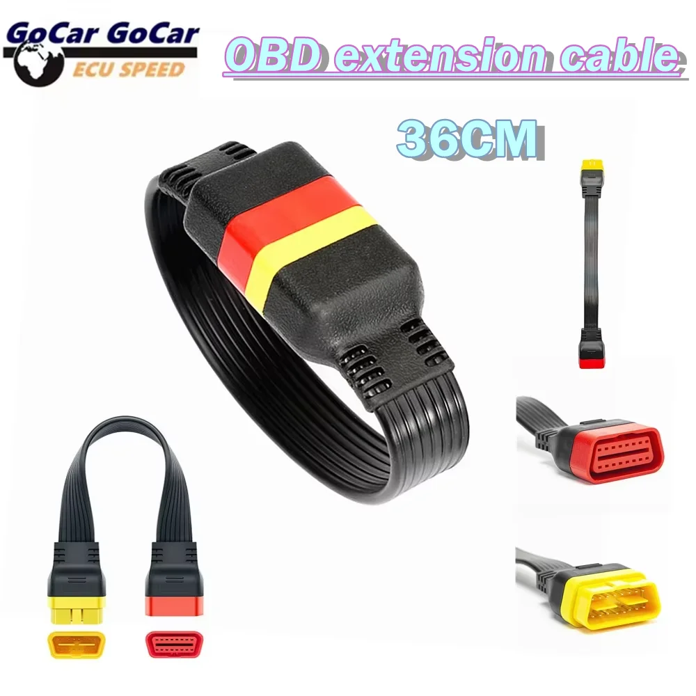 

36CM 16pin OBD2 OBDII Extension cable Male To Female Connector Diagnostic tool for ELM327 Launch Thinkdiag adapter Unbendable