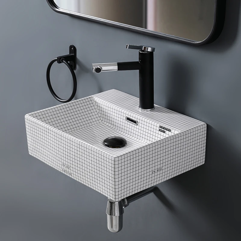 

Bathroom wall-mounted wash basin Large restaurant Size Simple wall-mounted ceramic wash basin