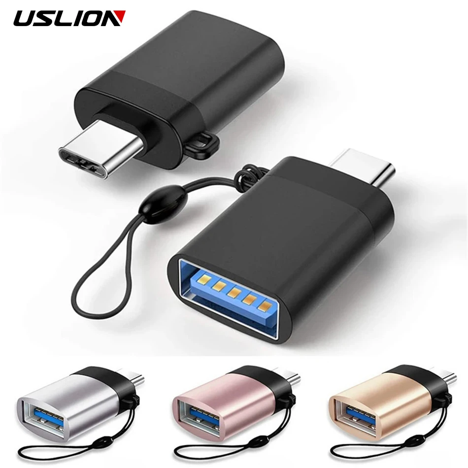 USLION Type C to USB 3.0 Adapter Type-C OTG Adapter Converter for MacBook Pro Samsung Xiaomi Huawei Phone Flash Drive Reader