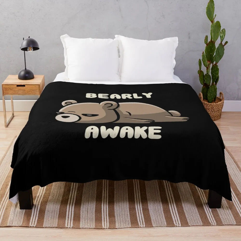 

Bearly Awake Funny Lazy Gift Throw Blanket Sofa Quilt Decorative Bed Blankets