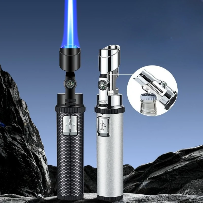 

Metal multifunctional high firepower straight jet lighter, windproof straight flame moxibustion cigar camping outdoor lighter