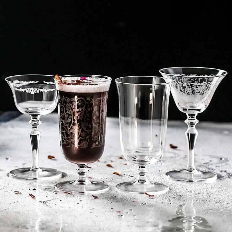 Embossed Singapore Sling Glasses Slim Light Highball Glass Creative Cocktail Glass Cup Stemmed Wine Glass Cups Martini Glass Cup