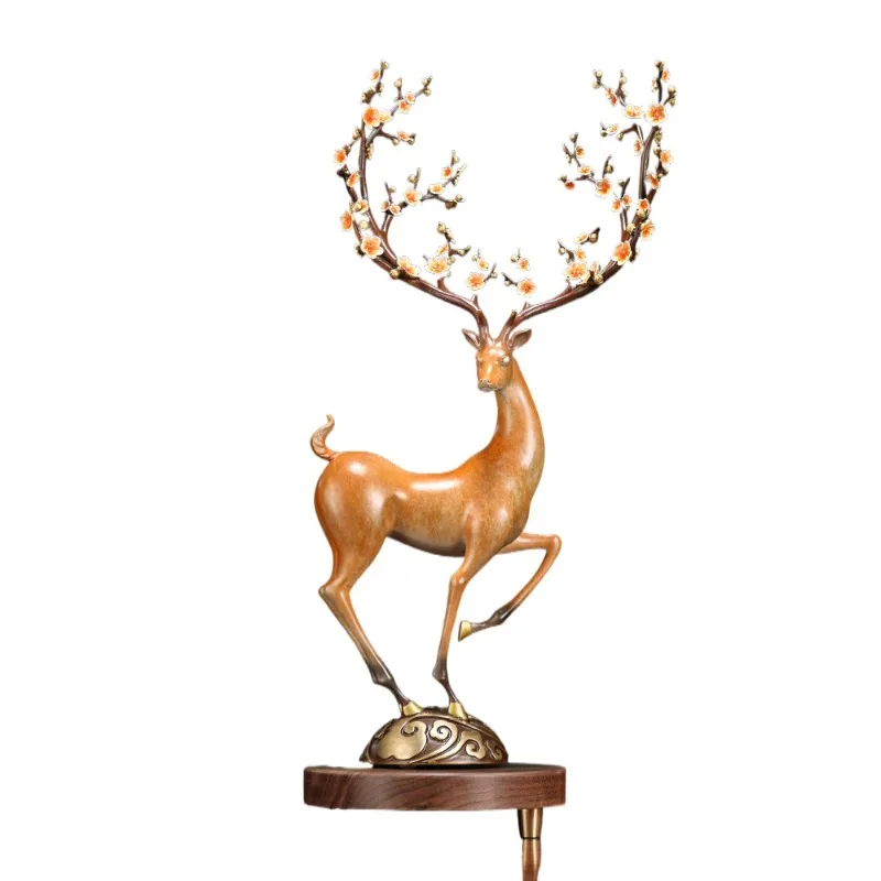 

Sika Deer Brass Ornament Chinese Home Living Room Wine Cabinet Entrance Desktop New Home Decoration Gifts