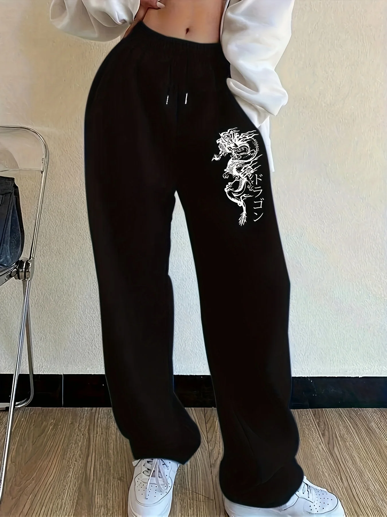 

Women's Autumn and Winter Plus-size Loose Straight Fleece Leg Sweatpants Elastic Waistband Trendy Streetwear Stylish Versatile