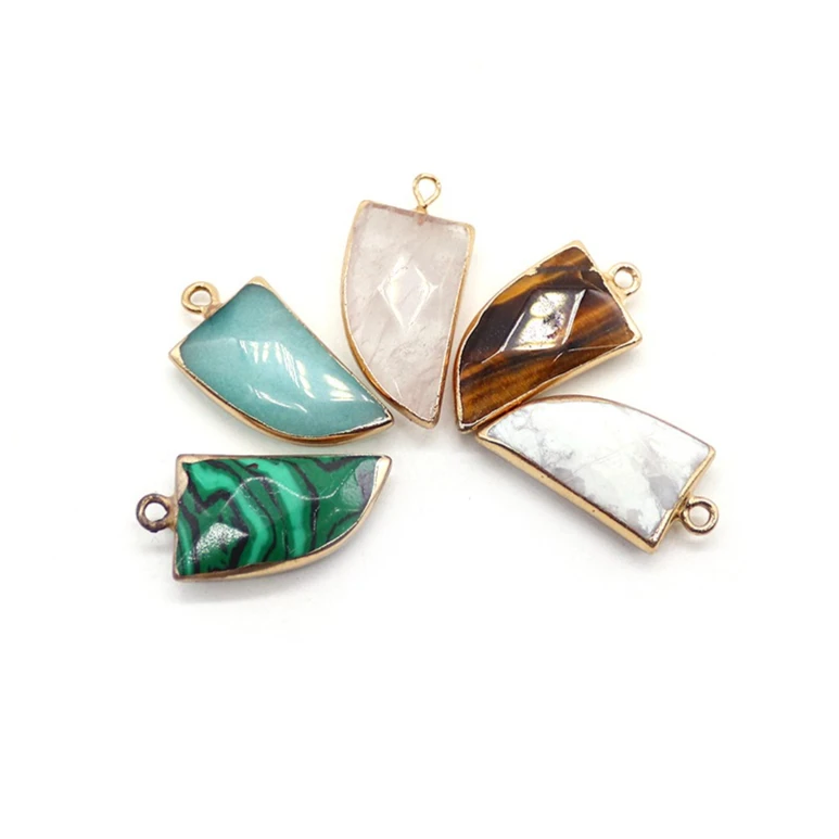 

2PCS Natural Clear Quartz Amazonite Knife Shaped Faceted Pendant Jewelry Making DIY Necklace Earrings Bracelets Accessories