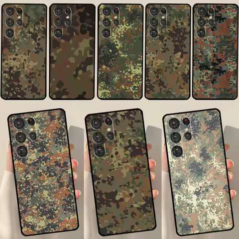 Flecktarn Camouflage Camo Case For Samsung Galaxy S23 S22 Ultra S21 S20 FE S9 S10 S22 Plus Note 20 Note 10 Plus Cover