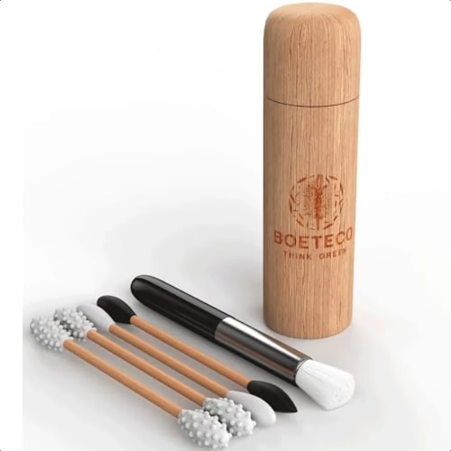 Kit tampone per orecchie e tamponi per trucco riutilizzabili in bambù qtip. 1 custodia con 4 tamponi di cotone riutilizzabili in silicone per orecchie Baby Beauty