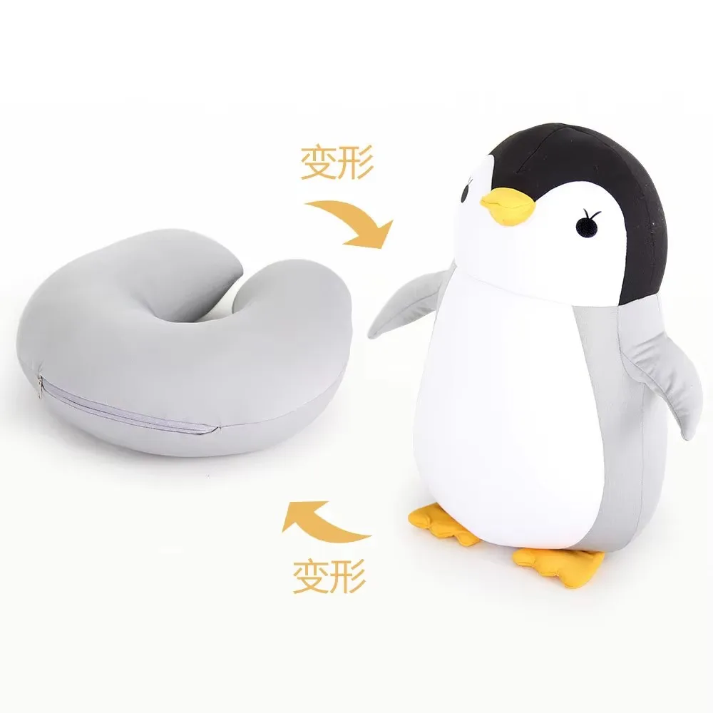 

Cartoon Penguins Plush Toy Cute Deformable U-shape Travel Pillows Cushion Neck Pillow for Car Office Nap Headrest