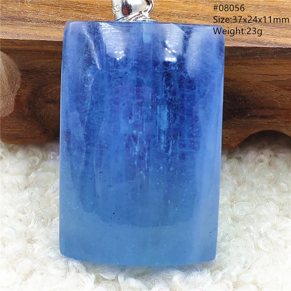 Natural Blue Aquamarine Pendant Jewelry Necklack Rectangle Women Men Dark Aquamarine Fashion Gift AAAAA