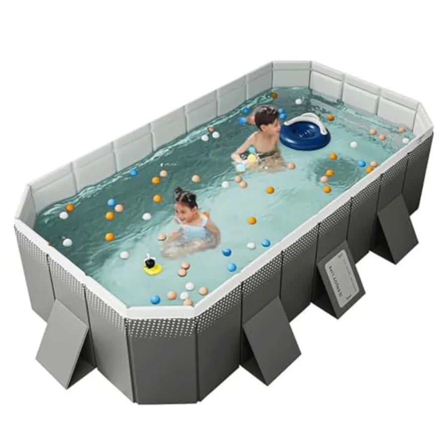 

Foldable Pool Non-Inflatable Swimming Pool for Family Adults Hard Plastic Shell Collapsible Rectangle Swimming Pool for Outside