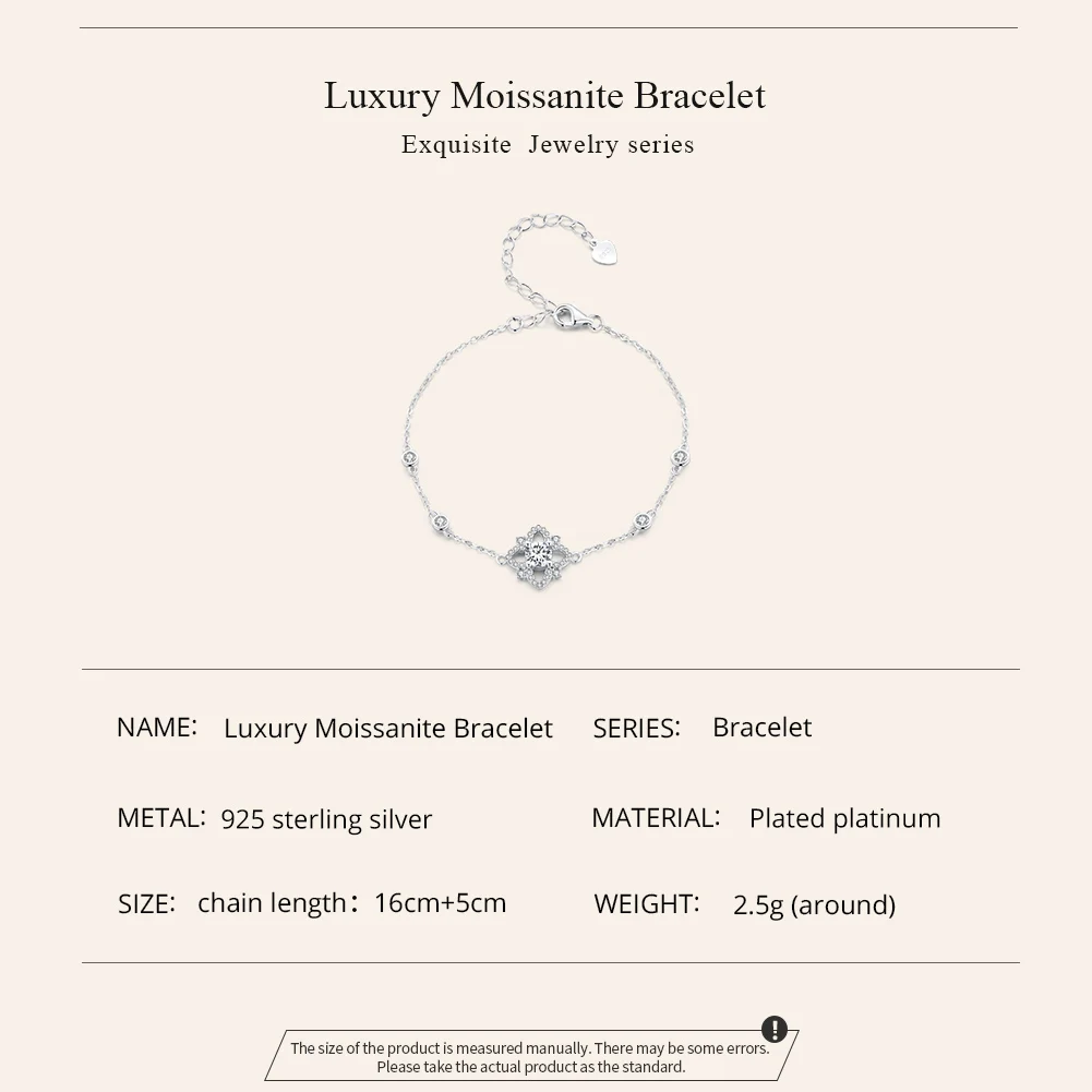 Bamoer D Color VVS1 EX 0.5CT Moissanite Bracelet for Women Valentine's Day Gift 925 Sterling Silver Shining Fine Jewelry MSB004 5
