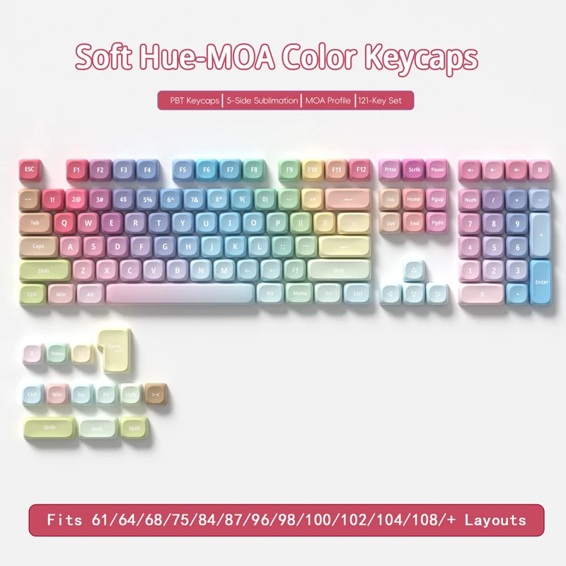 

MOA 121 Keys Colorful Key Cap for Mechanical Keyboard Sublimation PBT Keycaps