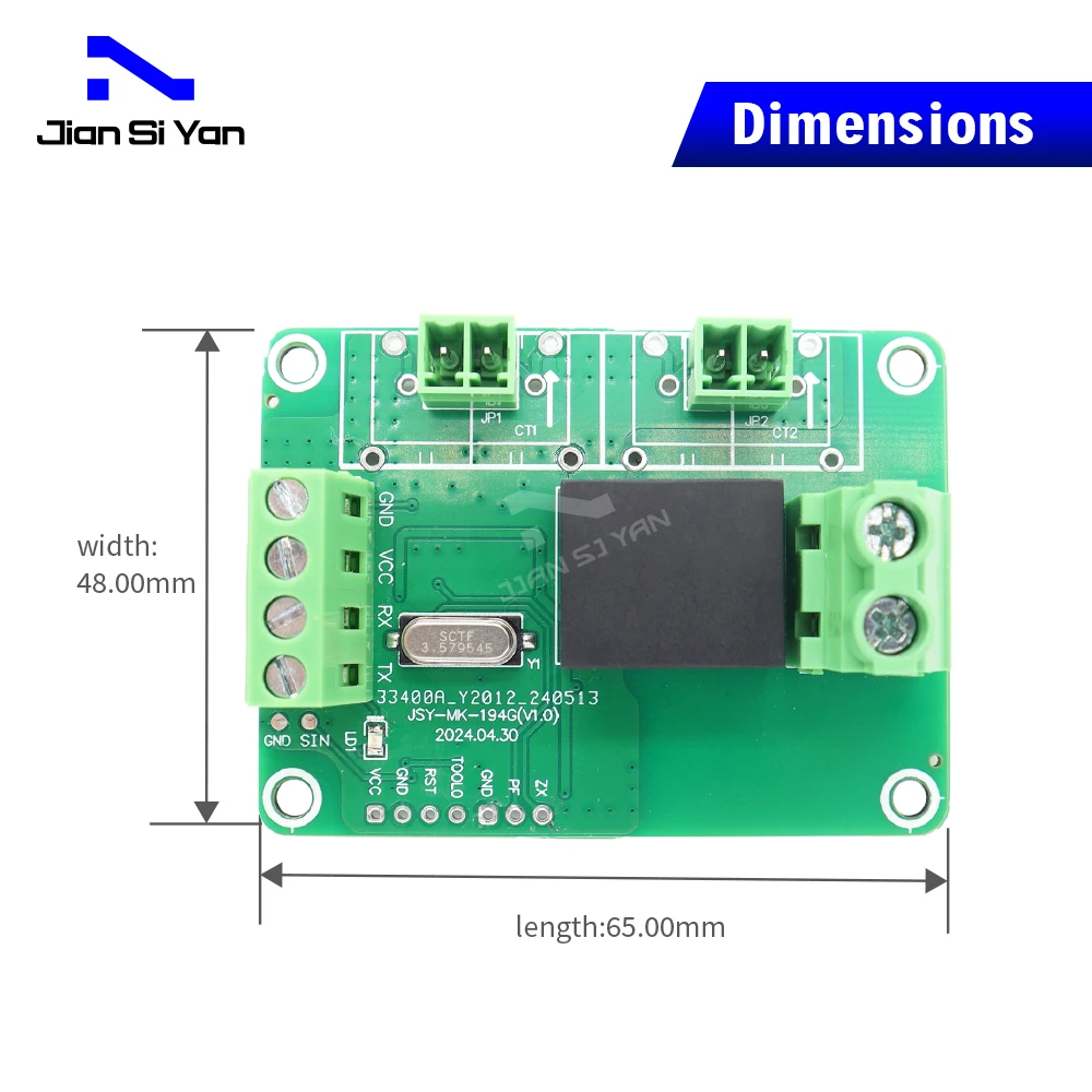 JSY-MK-194G AC 1P 20mA-100A Bidirectional Power Energy Meter Module With TTL Modubus-RTU (All functions same as JSY-MK-194T)