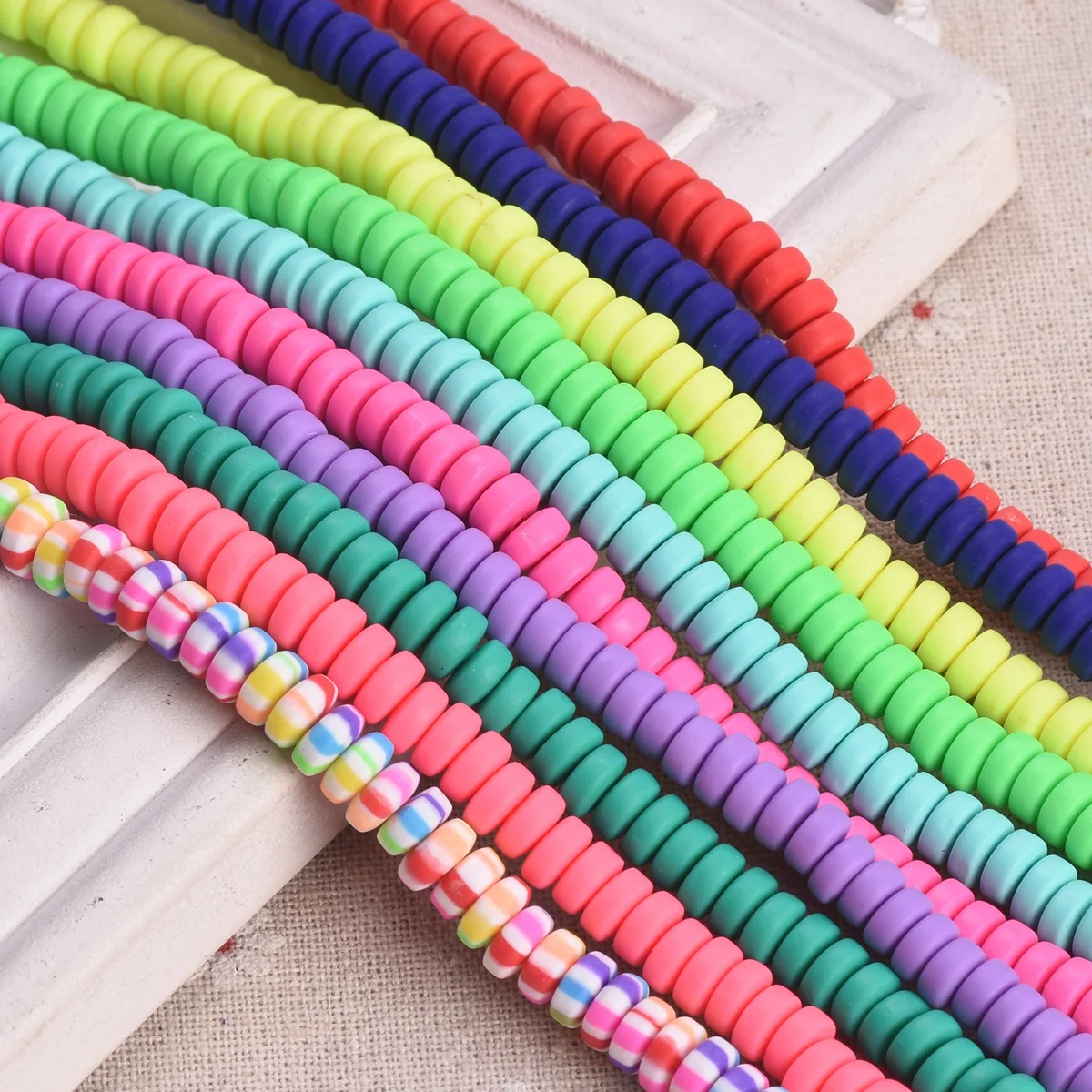 

100pcs Strand 39cm 7mm Rondelle Handmade Polymer Clay Spacer Beads Lot For Jewelry Making DIY Bracelet Findings