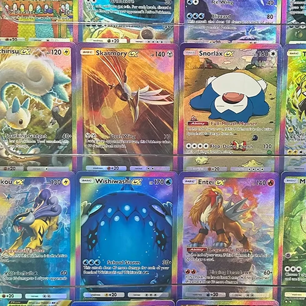 

Карманная коллекционная карта PTCG «сделай сам», аниме, английский снорлакс, Raikou Entei Mew Tapu Koko, рефрактивная цветная флэш-карта, детские игрушки, подарки