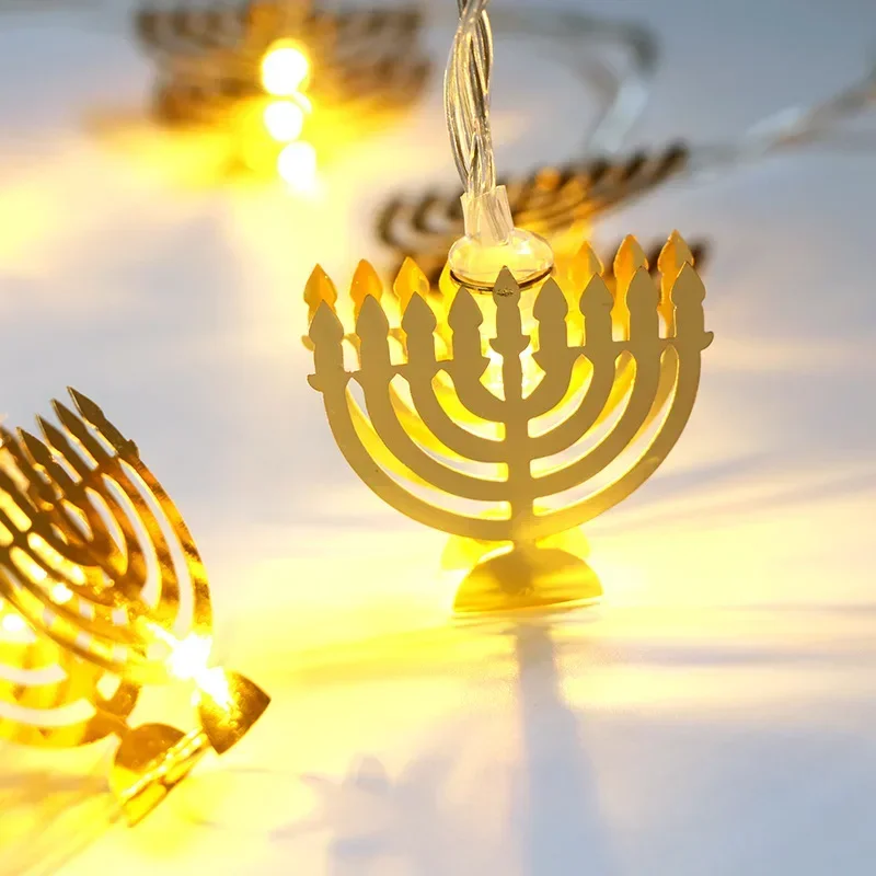 Imagem -06 - Pequena Luz Decorativa Noturna para Festival Judaico Corda de Luz Led Hanukkah Judaica Sabbath Brinquedos Luminosos de Festa David Star Dreidel