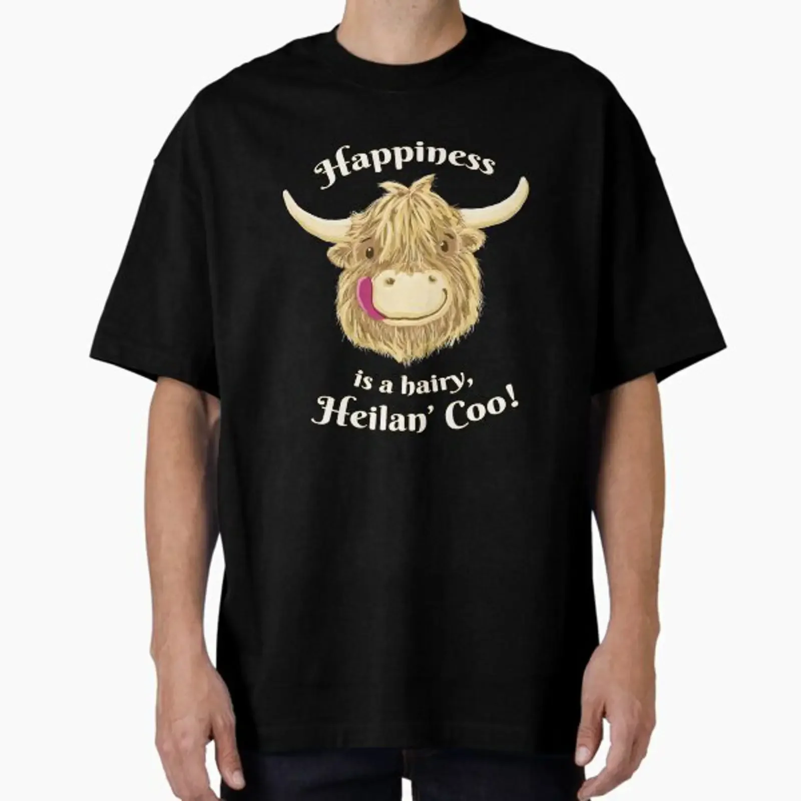 Wee Hamish Scottish Highland Cow Happiness designed and sold by brodyquixote vintage Washed Comfortable Soft streetwear
