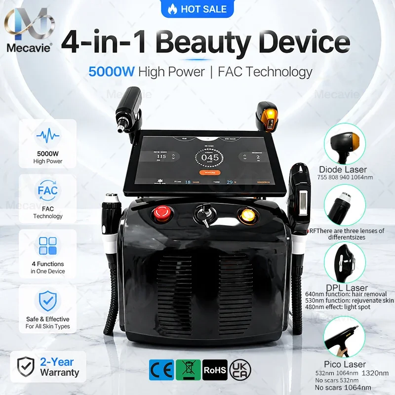 4-in-1 Soprano Titanium Ice Laser Hair Removal System 4 Wavelengths (755/808/940/1064nm) Permanent Painless Hair Removal