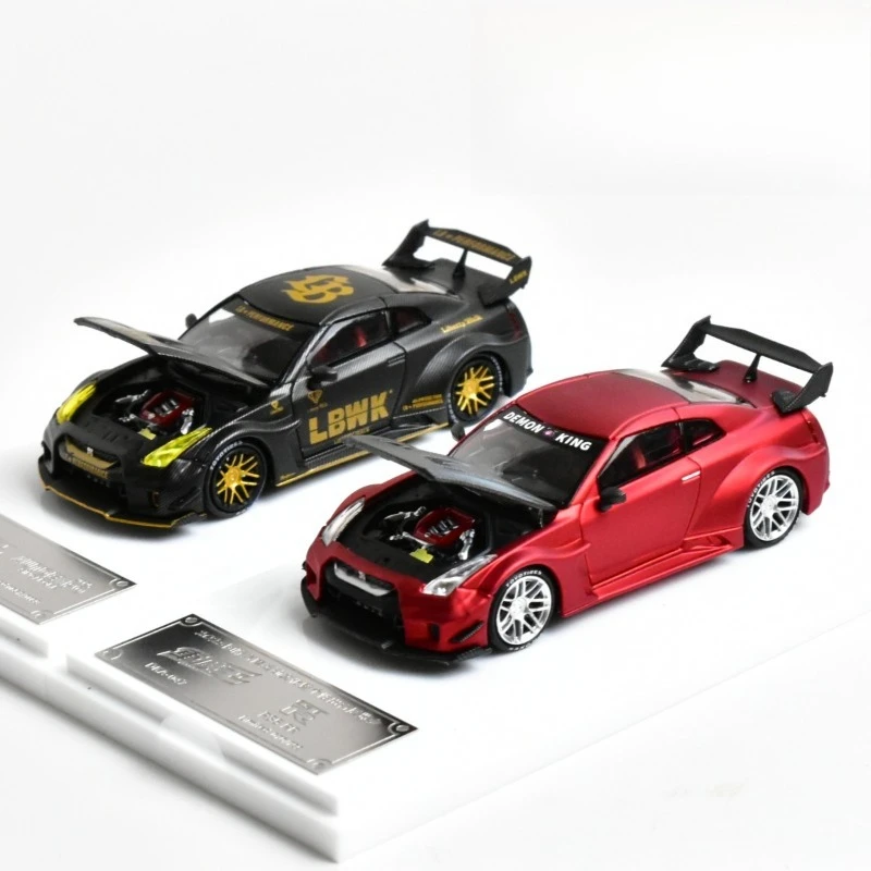 Demon King Auto 1/64 GT-R R35 Wyświetlana na wystawie, ekskluzywna, metalowa replika pojazdu, odlewany model samochodu, zabawka kolekcjonerska, prezent na Boże Narodzenie dla chłopca