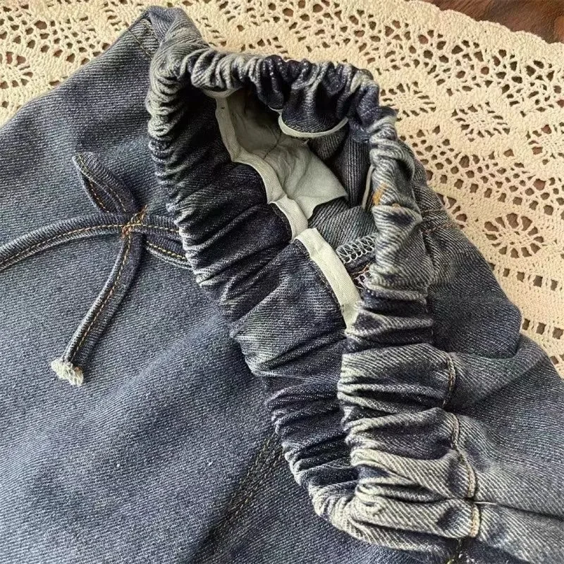 Girls Boys Pants Fashion Bow Loose Jeans 2025 Autumn New Korean Style Childrens Wide Leg Pants Casual Baby Clothing - view 3