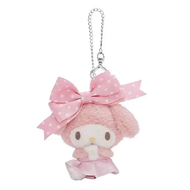 Kawaii Hello Kitty Polka Dot Bow Pluszowy brelok do kluczy Cartoon Cinnamoroll My Melody Kuromi PP Wypełniony bawełną brelok do tornistrów szkolnych