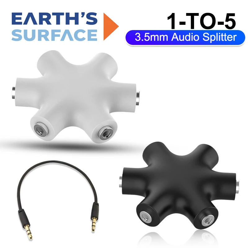 3,5-mm-Audio-Splitter mit Adapterkabel, 1 Stecker auf 5 Buchsen, Kopfhörer-Audio-Splitterkabel, Multi-Port-Aux-Sound-Ausgangskonverter