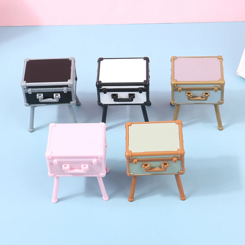 1:12 Doll house home scene decoration Mini makeup box makeup mirror model Jewelry Storage Organizer Box Portable Cosmetics