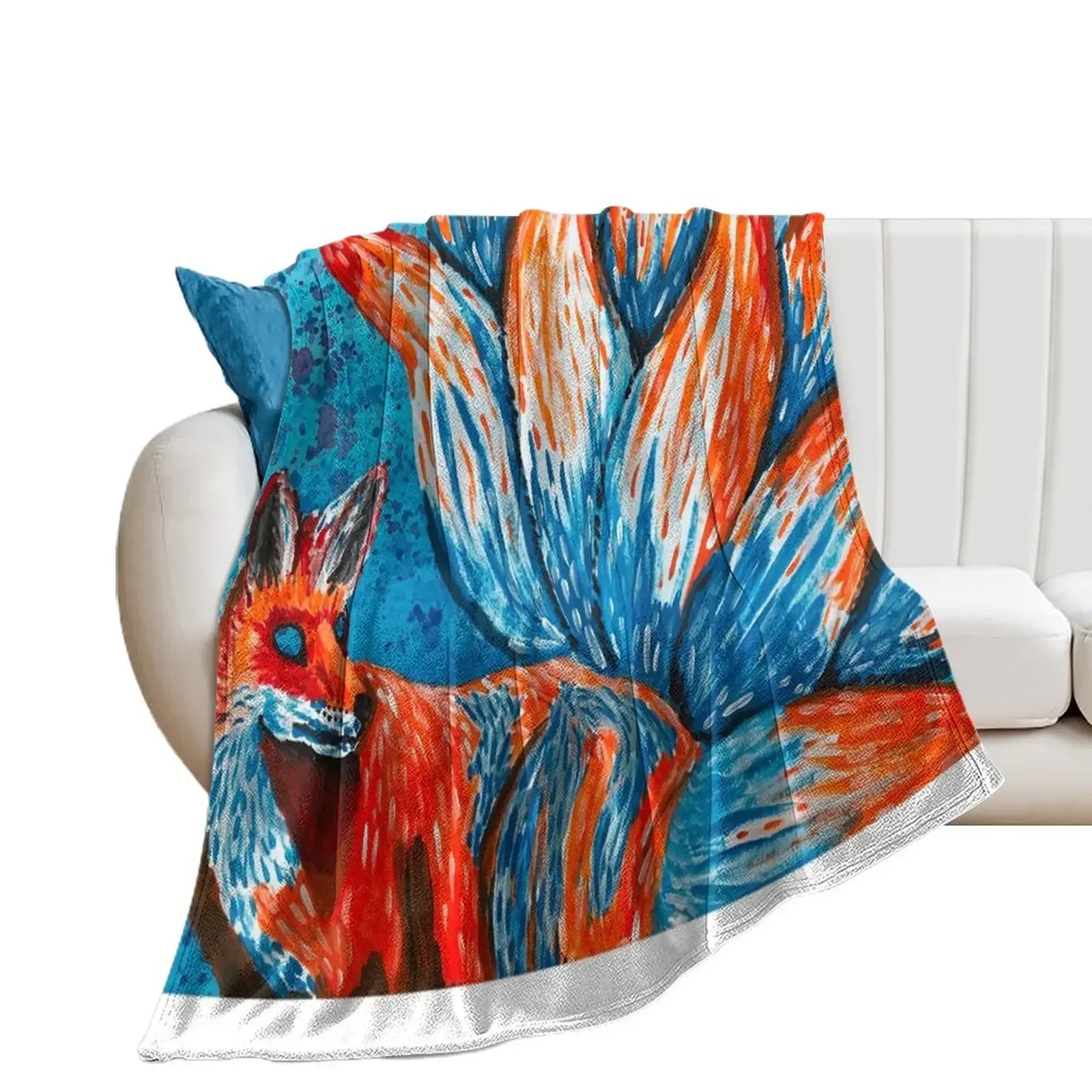 Nine-Tailed Fox Throw Blanket Decorative Sofa Luxury St Decorative Throw Multi-Purpose Blankets