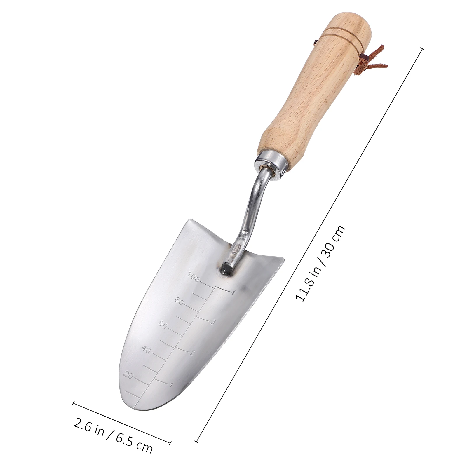 

Stainless Steel Shovel Garden Spade Hand Trowel Tool Heavy Duty Weeding Cultivator Wooden Handle Scale Markings Gardening Tool