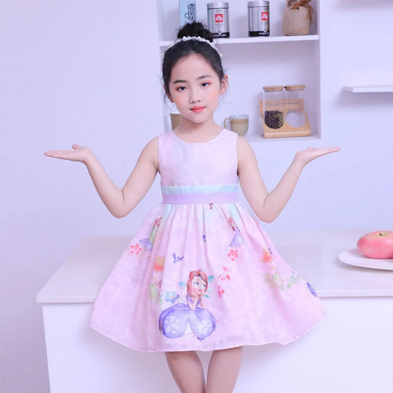 

Toddler Girl Princess Dress Summer Clothes Cotton Zipper Cartoon Sophia Sundress Summer Dress Casual Mini Outfit Dresses