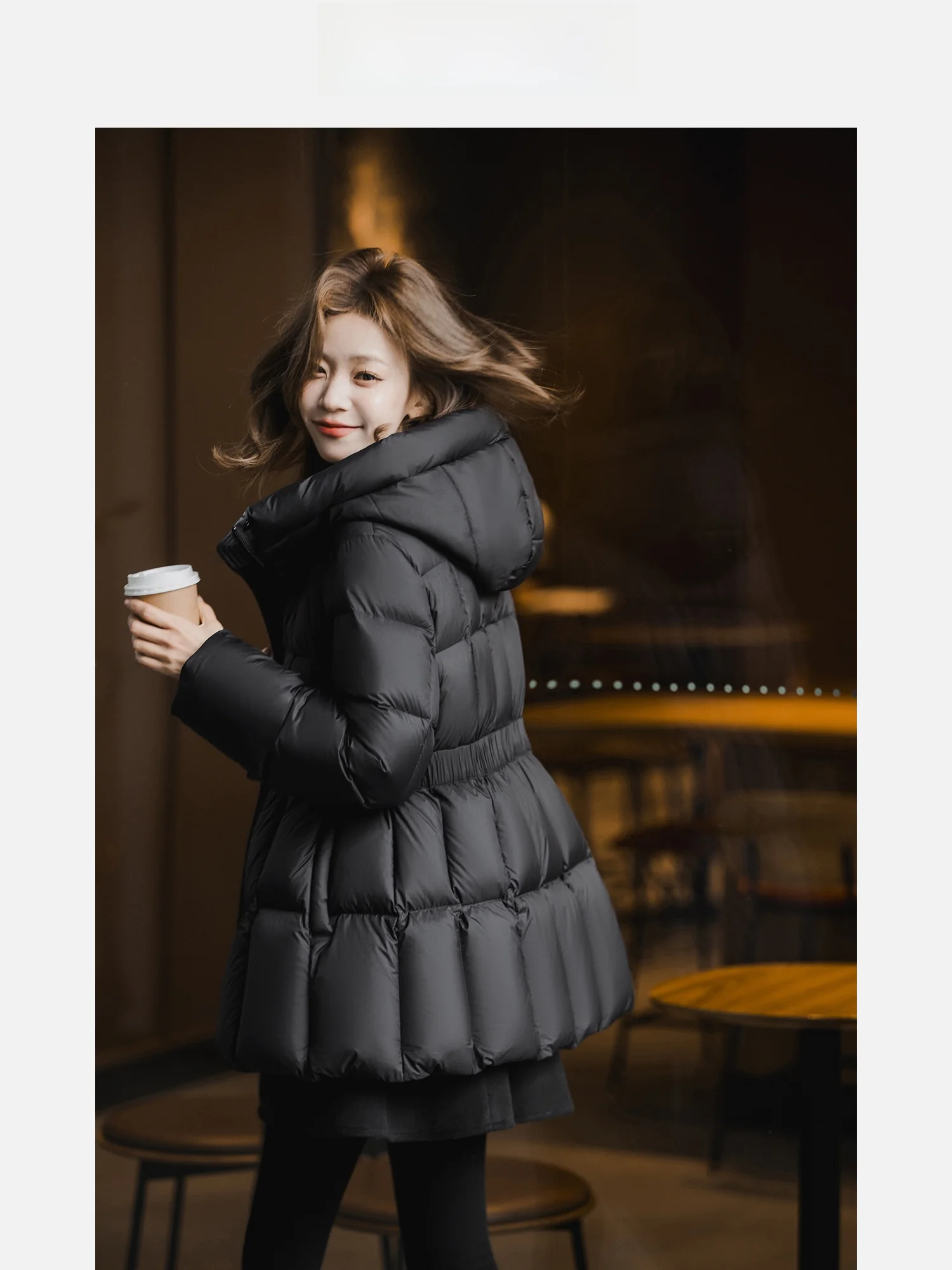 

Casual Sle Du down Jaet 90 White Du Feather Hooded Women's Winter New Arrival Versatile Long Sve Warm Coat