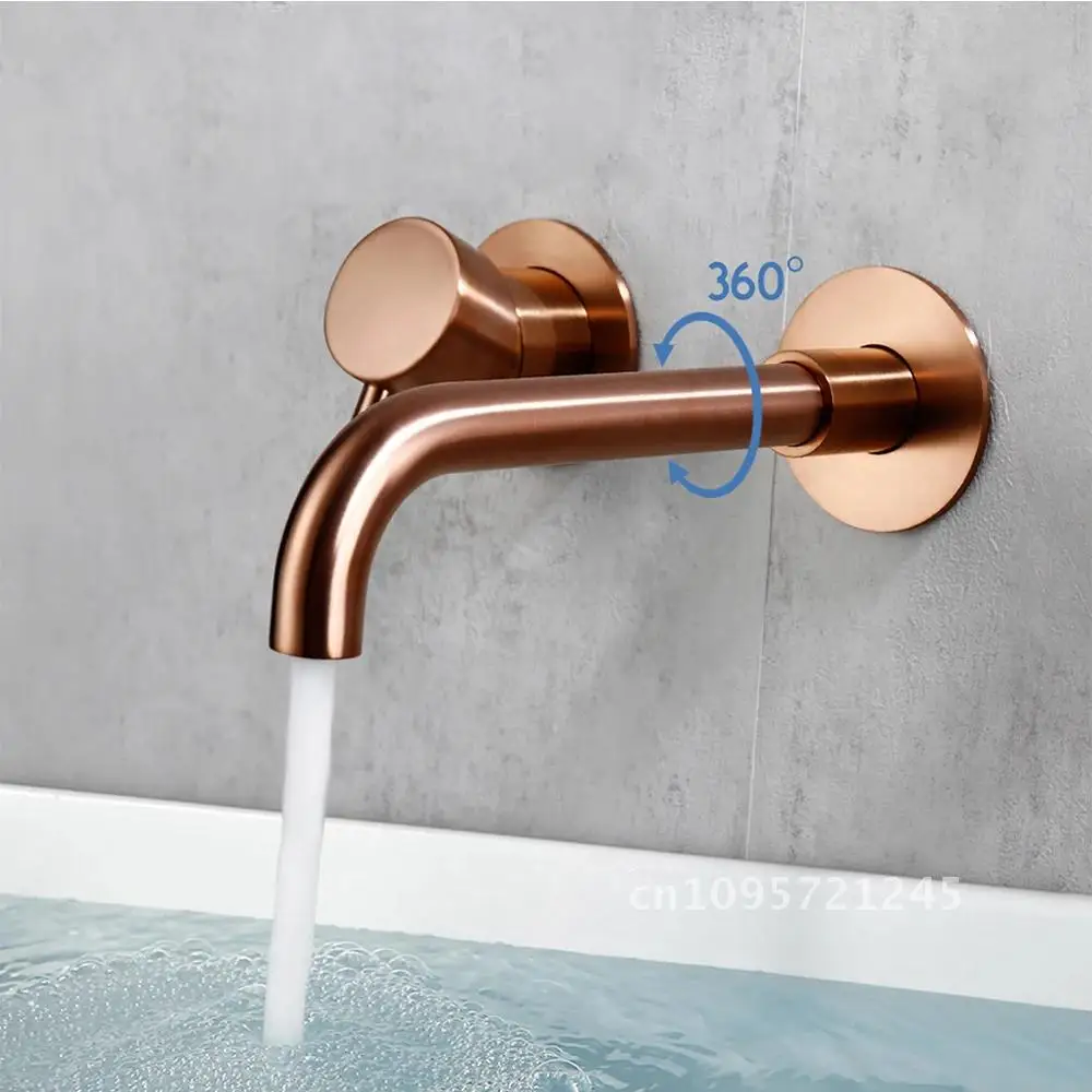 Brushed Rose Gold Basin Faucet Sink Handle Single Tap Spout Hot And Ceramics Cold Mixer Bathroom 21CM Cartridge Copper