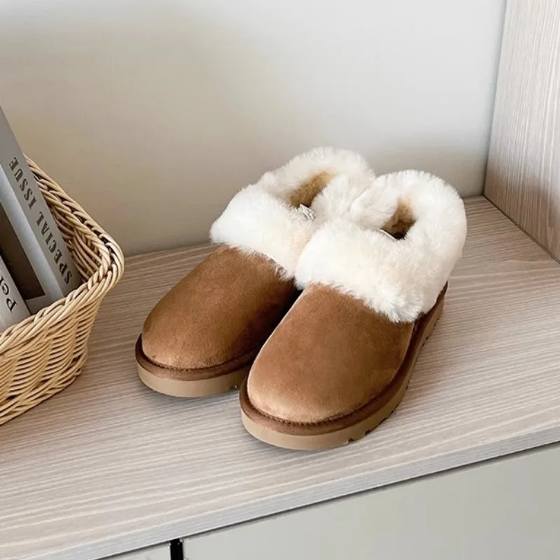 2025 Women's Winter Boots Comfortable Hoop Mouth Snow Boots Fashion Sheep Fur Integrated Casual Shoes Le Fu Shoes