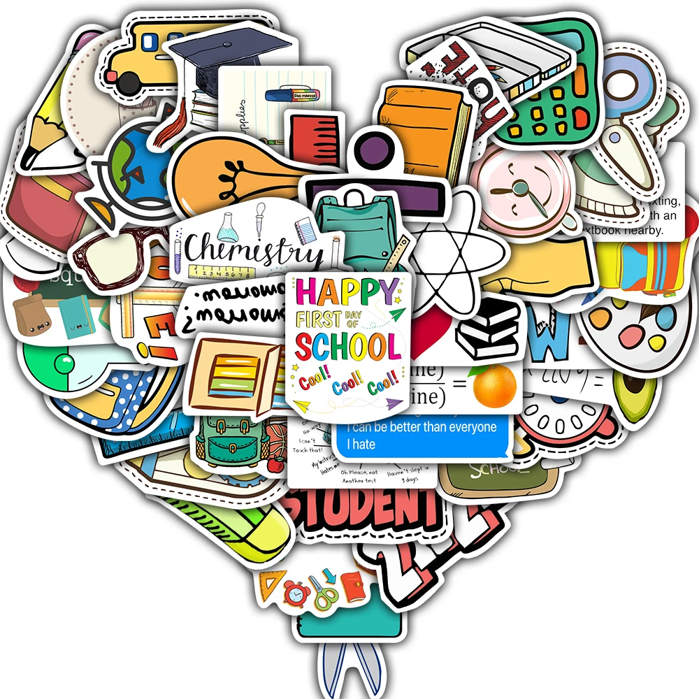 

50 шт., школьные принадлежности, наклейки, ностальгия, мультяшный альбом для скрапбукинга, дома, водонепроницаемые, для гостиной, сделай сам, для комнаты, телефона, стены, скейтборда, водная наклейка