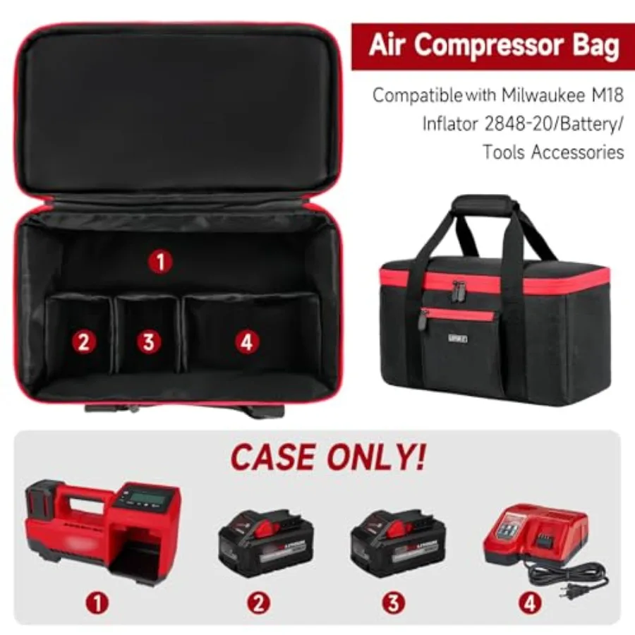 Air Compressor Bag Compatible with Milwaukee M18 Inflator 284820 277120 Air Pump Carrying Case Fits for Milwaukee Tools Accesso