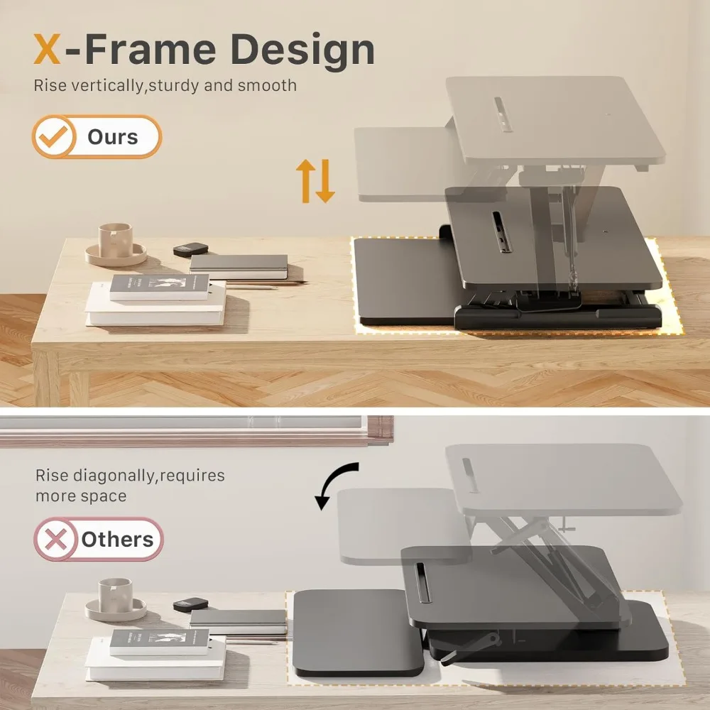 Altura ajustável em pé Desk Converter, Sit Stand Up Desk Riser com bandeja do teclado, Desktop Workstation Riser, 28"
