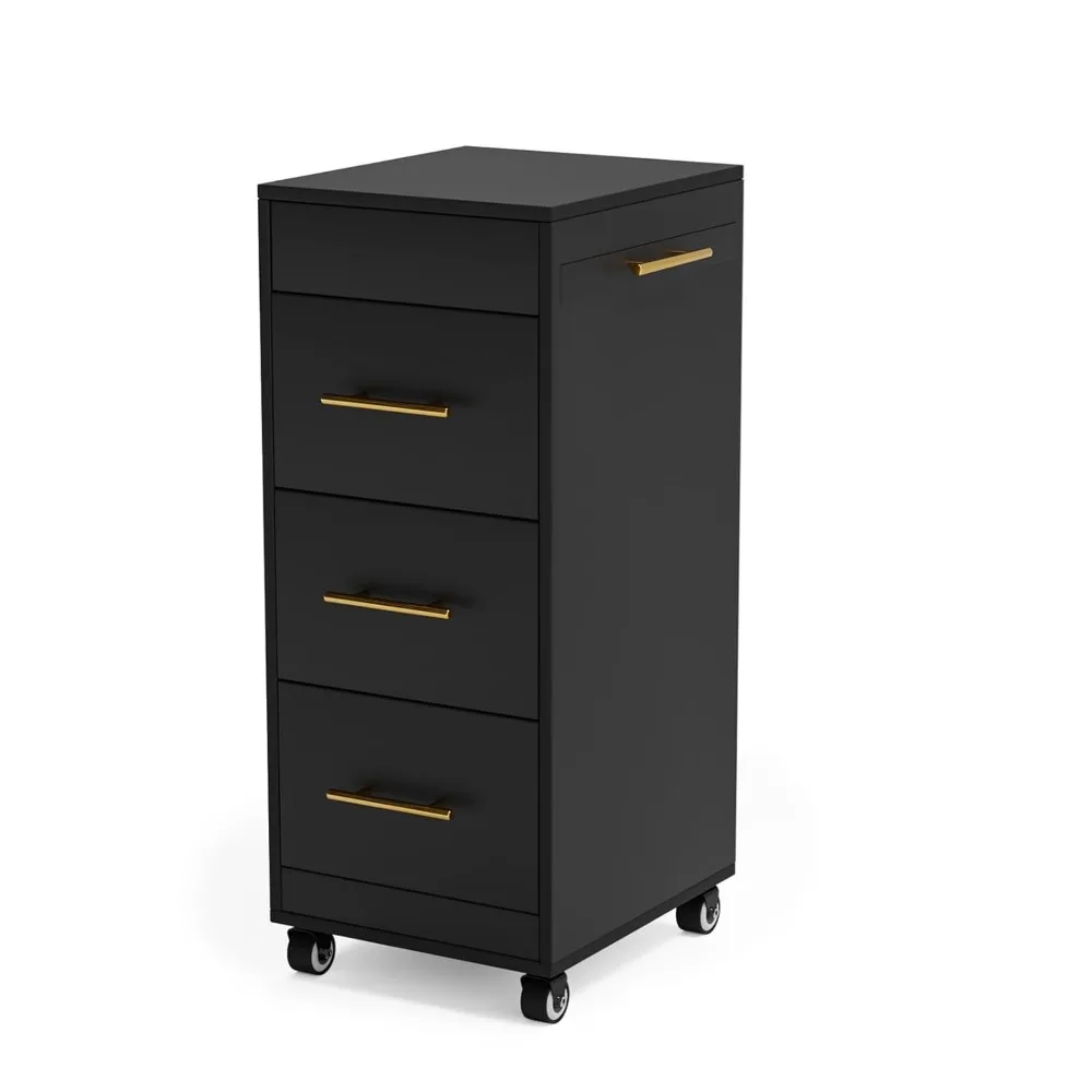 

Wood Salon Trolley Cart with Wheels, Hair Cart Mobile Storage Cabinet,Hairdressing Styling Tools Organizer,Rolling Salon Station