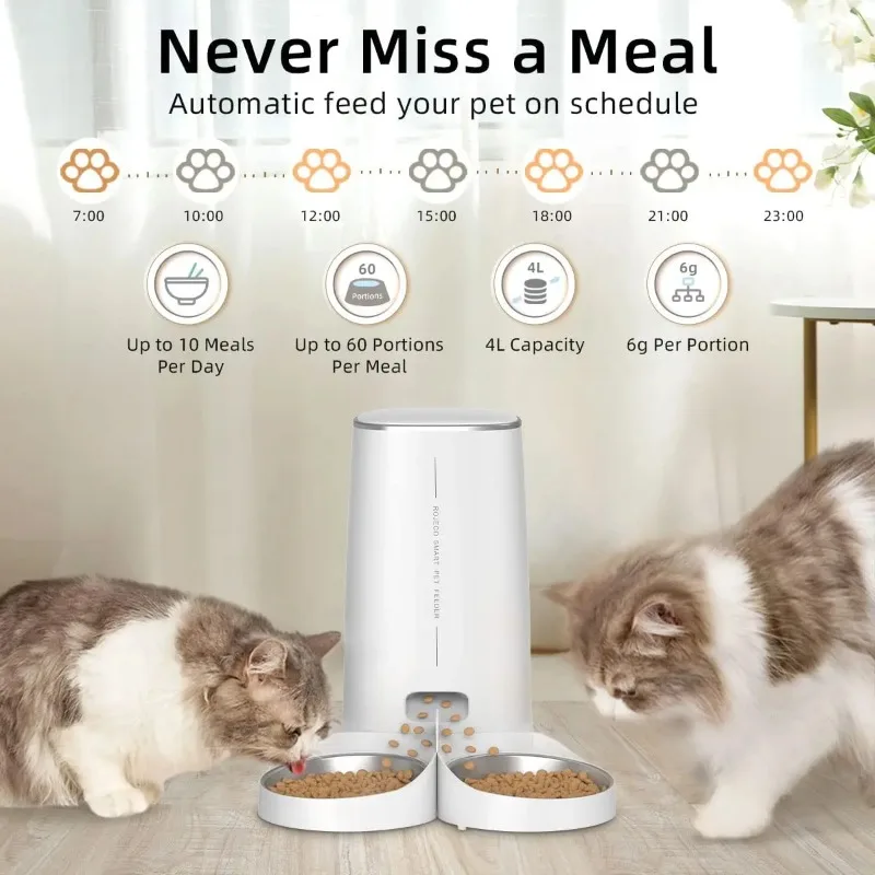 【2026】Automatic Cat Feeder Pet Smart Cat Food Kibble Dispenser Remote Control WiFi Button Auto Feeder For Cats Dog Accessories