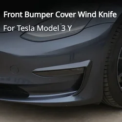 Coperchio paraurti anteriore coltello a vento per Tesla Model 3 Y ABS nero lucido fendinebbia Trim Carbon Look Blade Trim Light sopracciglio 2017-2023