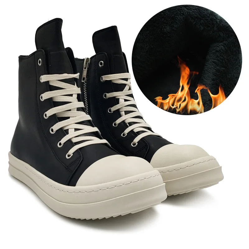 

Men's Winter Plush Sneakers Casual Shoes, Canvas Ankle High Boots, Women Breathable Height Increasing Shoes