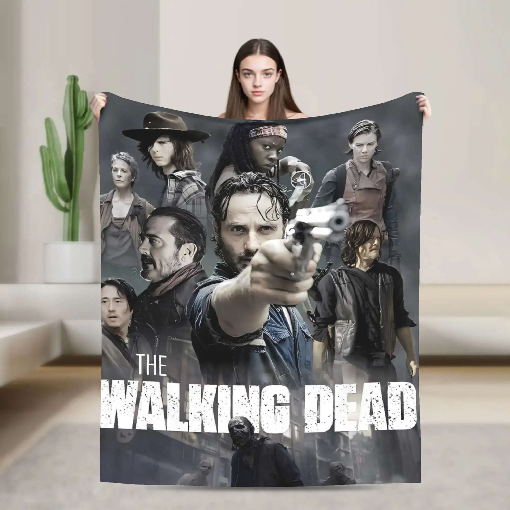 

Soft Warm Throw Blanket Flannel Bedspread Graphic Cover for Outdoor Travel Walking Dead Students Couch Bed Home Textiles