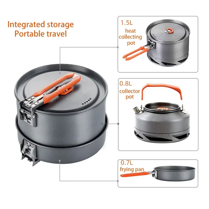 Outdoor Cookware Portable Camping Cookware Picnic Heat Collection Set Stove Field Kettle Camping Equipment