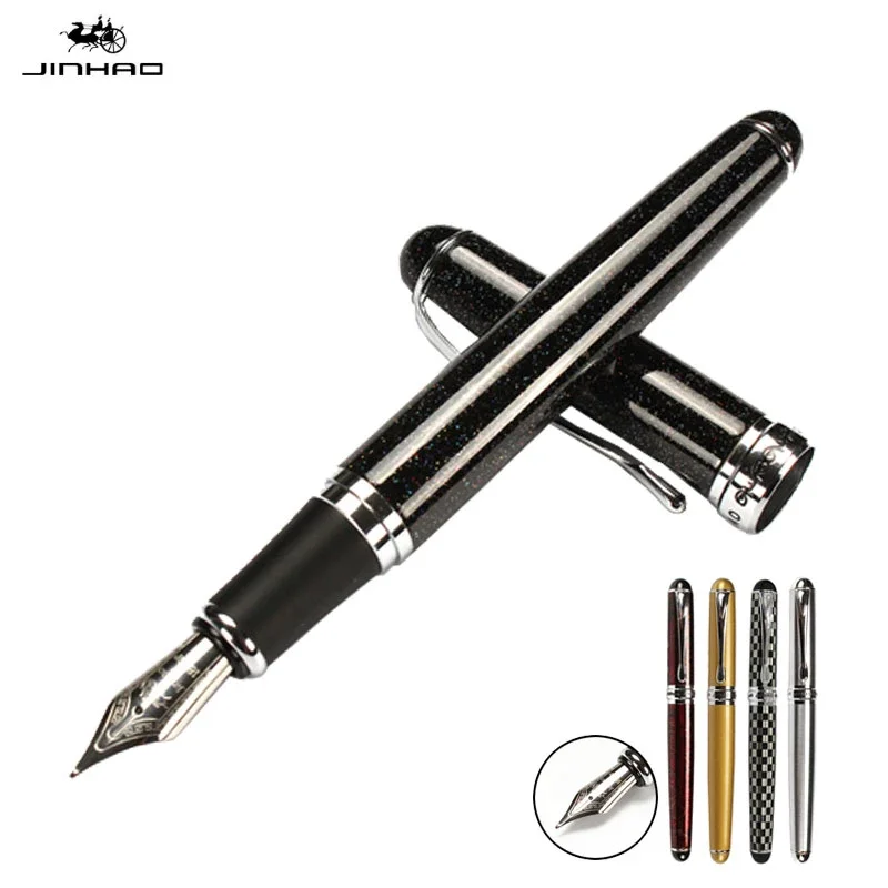 Jinhao X750 stylo plume en métal à Clip argenté de Style classique 0.5mm stylo à encre en acier pour cadeau fournitures de bureau fournitures