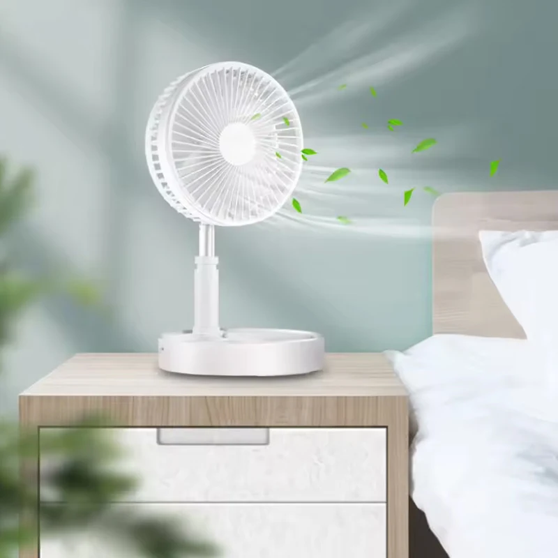 Foldable Fan Rechargeable Usb Desk Table Stand Fan Pedestal Telescopic Storage Adjustable Rechargeable Fan