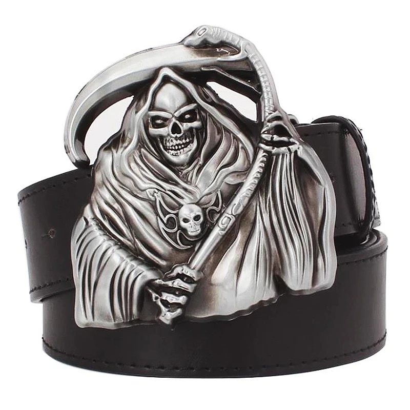 

Death Statue Skeleton Scythe Fashion Leather Belt Death-defying Dark Style Skull Devil