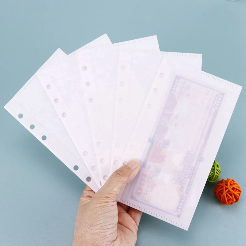 A6 바인더 포켓 6 홀, 6 링 예산용 현금 봉투, 내구성 높은 품질, 20 개
