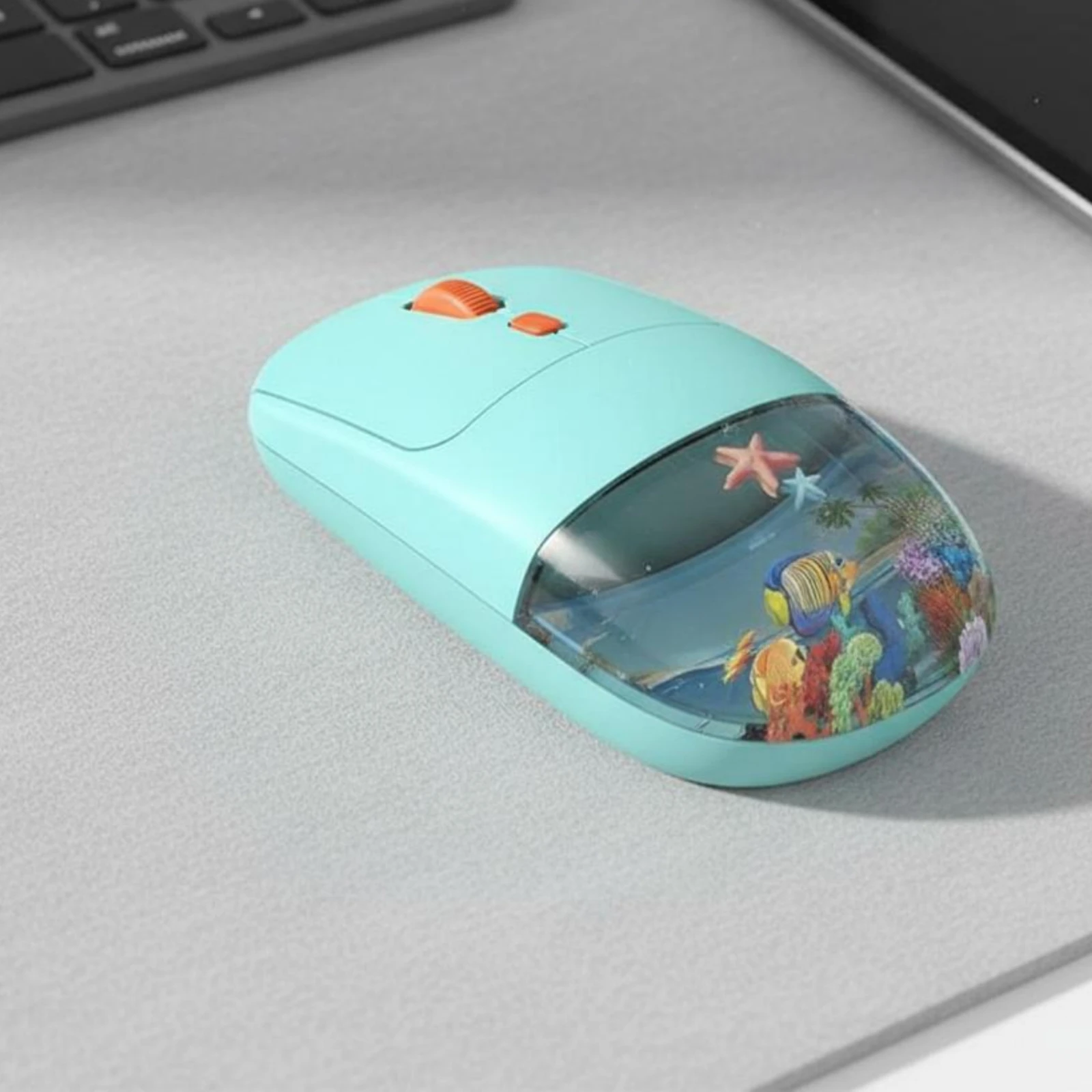 Gaming Accessories Pink - Mouse Nirkabel Transparan dengan Desain Bawah