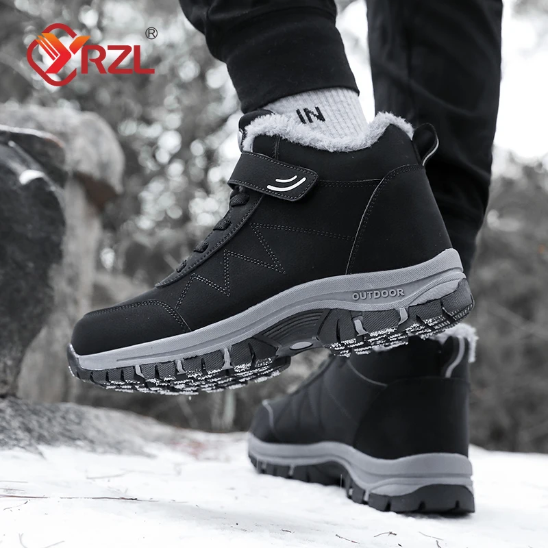 YRZL Stivali da neve da uomo Sneakers impermeabili Stivali da donna in peluche super caldi Stivali da trekking per coppia antiscivolo per esterni Scarpe da lavoro invernali