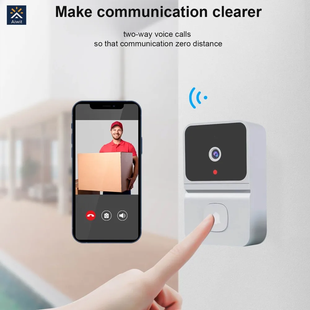 Doorbell Camera With Chime Wireless HD Video Night Vision 2.4GHZ WiFi Smart Door Bell Two-Way Audio