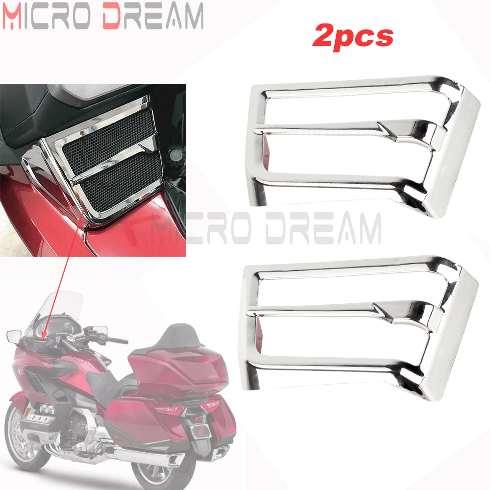 

2pcs Motorcycle Front Chrome Speaker Grille Cover For Honda Goldwing GL1800 Gold Wing Tour DCT F6B GL 1800 2018 2019 2020 2021